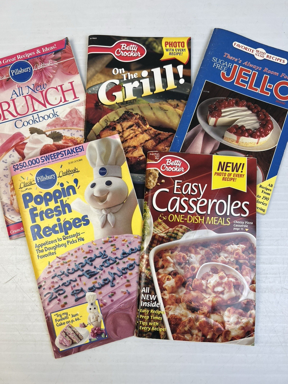 Cookbooks Lot of 5 Jello Pillsbury Betty Crocker Brunch Grill Casseroles Dessert